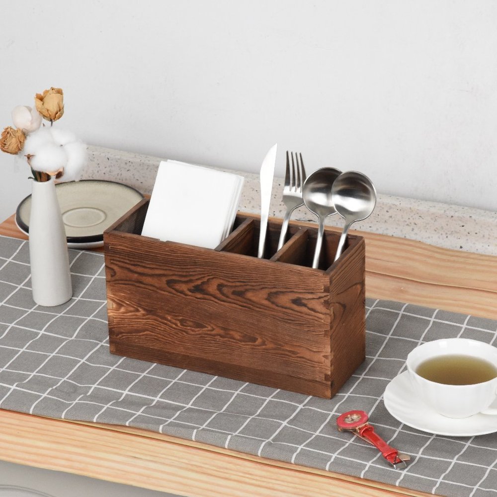 Organizer Storage, Wood Pencil Holder for Desk